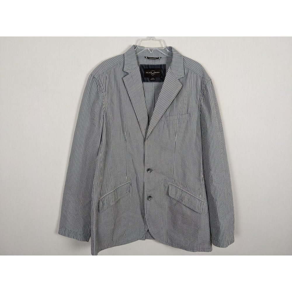 Black Brown 1826 blue and white striped light weight two button blazer size XL